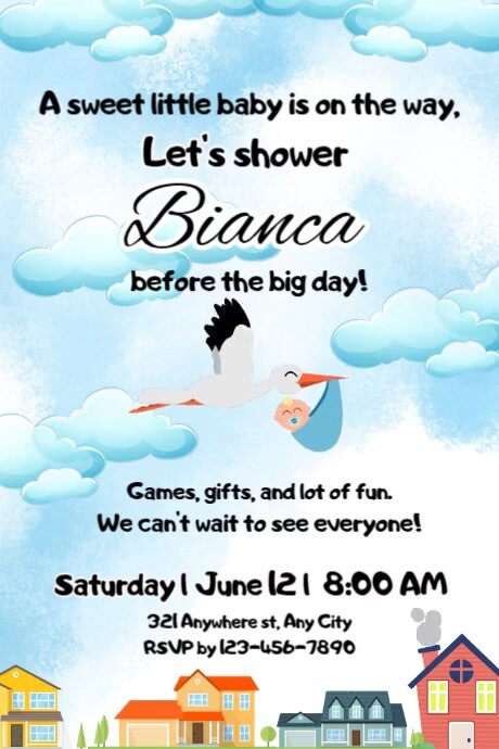 Baby Shower Invitation poster Template | PosterMyWall