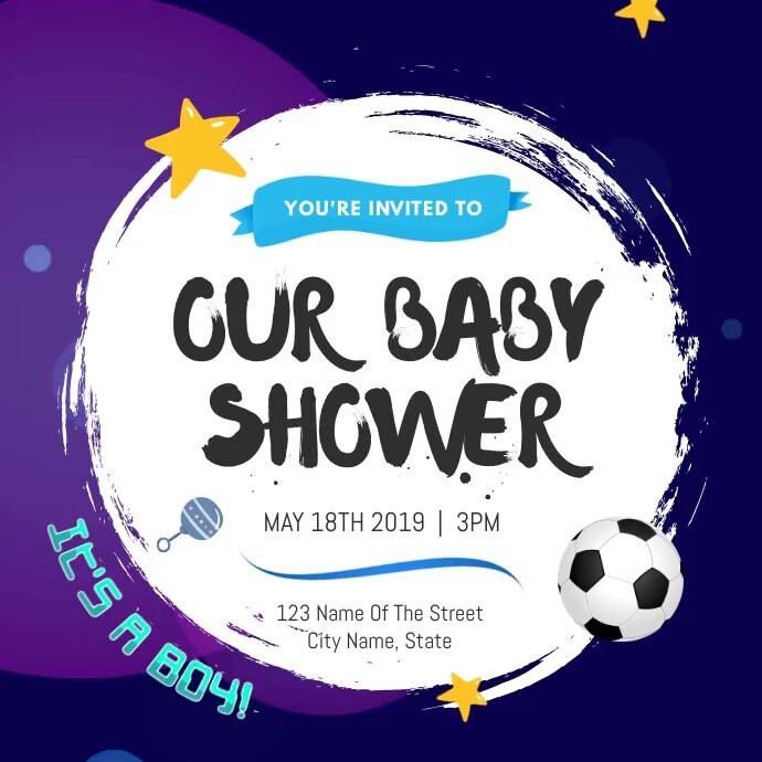Plantilla De Baby Shower Invitacion Video Cuadrado Postermywall