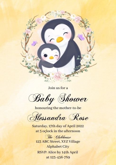 Baby Shower Invitation Template A4