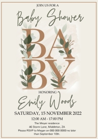 Baby shower Invitation Template A4