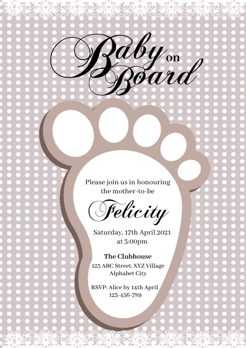 Baby Shower Invitation Template A4