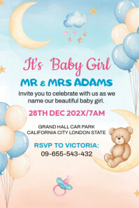 Baby Shower Party Invite Banner 4' × 6' template