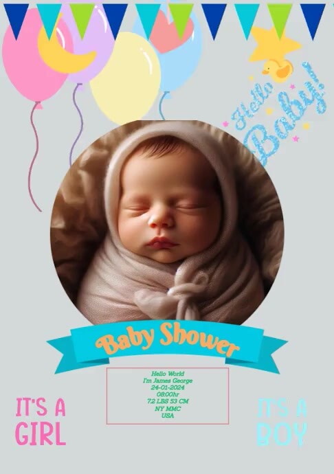 Baby Shower Poster Design A4 template