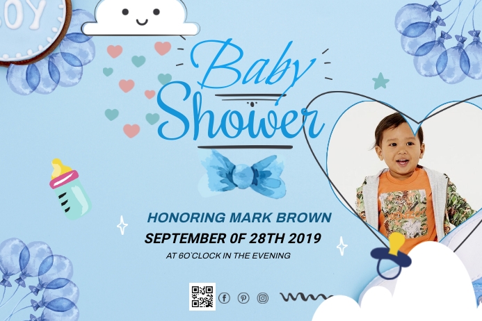 Baby Shower Sky Blue Poster template