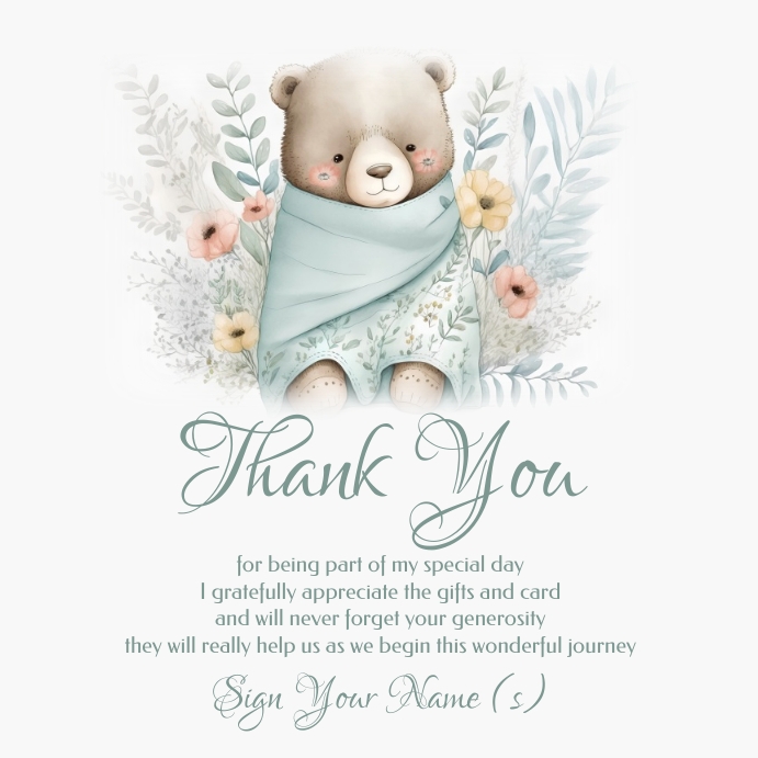 Baby Shower Thank You Card Iphosti le-Instagram template