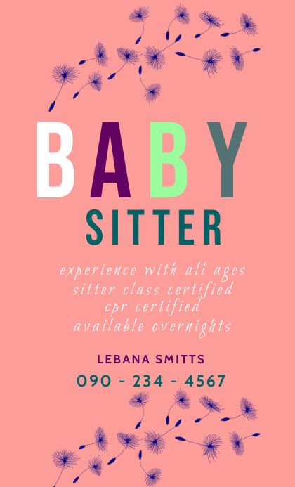 Babysitter Flyer Vorlage Postermywall
