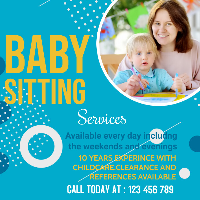 Baby sitting,baby sitter Instagram Post template