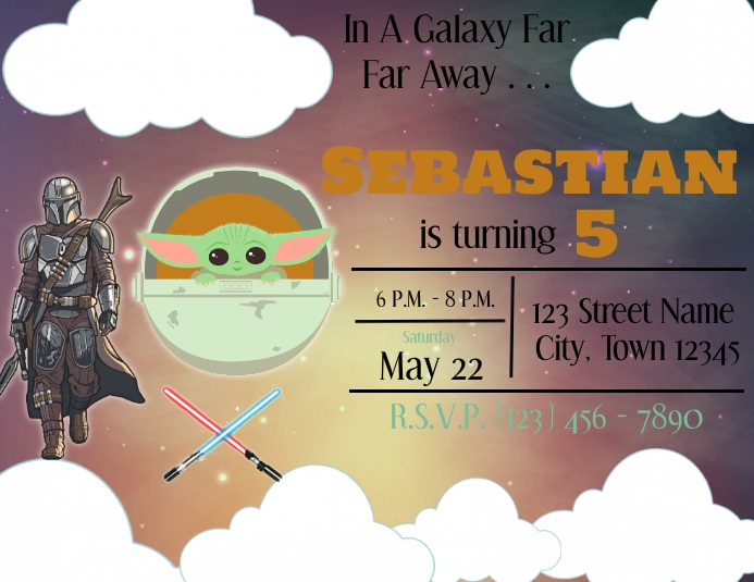 Baby Yoda Birthday Invitation Flyer (Letter pang-US) template