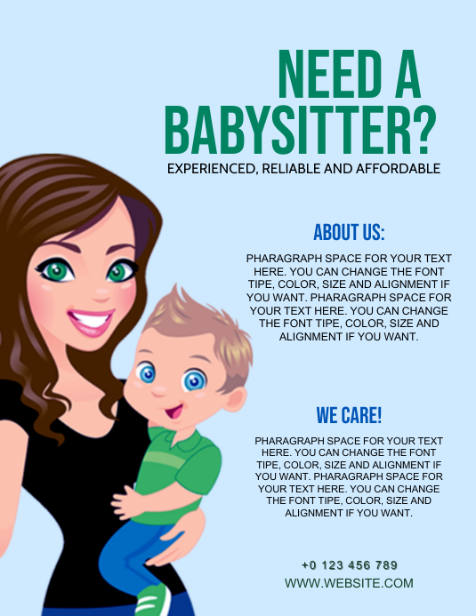 Copy of BABYSITTER FLYER AD Template PosterMyWall