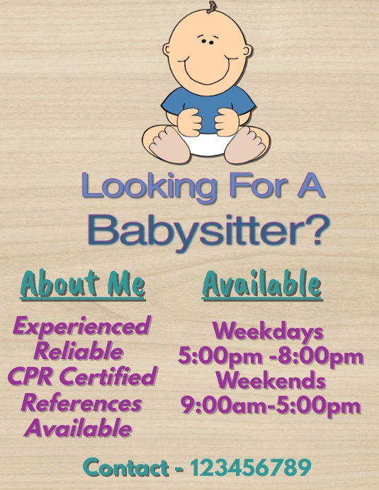 Wood Background Babysitting Services Flyer Template PosterMyWall