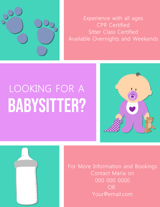 Babysitter Flyer Template PosterMyWall