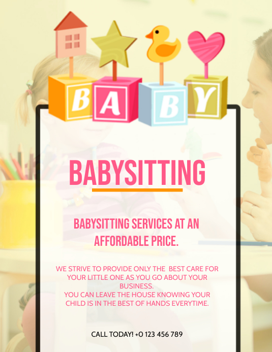 Copy of BABYSITTING BABYSITTER AD Template PosterMyWall