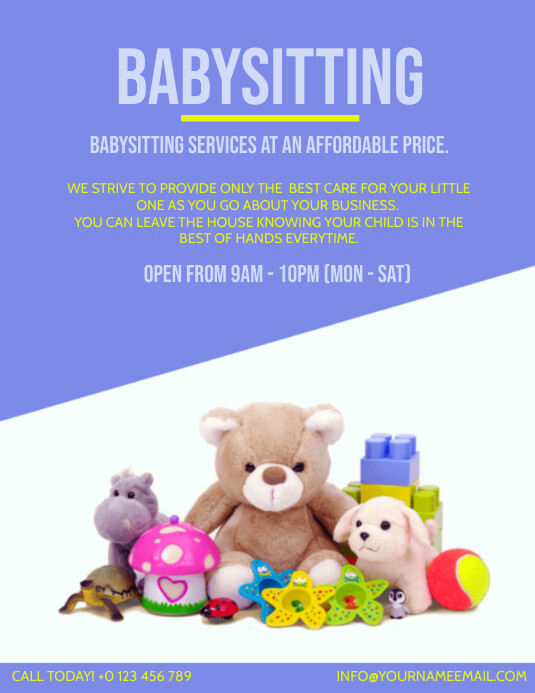 BABYSITTING BABYSITTER AD Template PosterMyWall