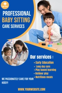 Babysitting care services poster Banner 4' × 6' template