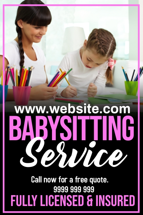 babysitting Cartaz template