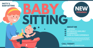 Blue Babysitting Services Facebook Shared Image template