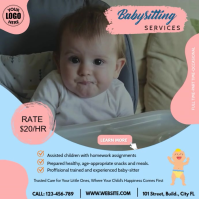 Blue Babysitting Services Publicação no Instagram Template