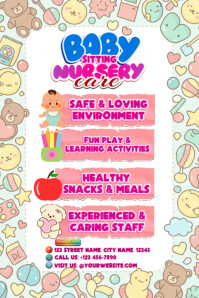 Blanc Nursery Babysitting Service Poster Template