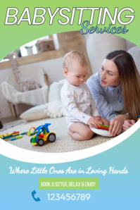 babysitting services poster Plakat template
