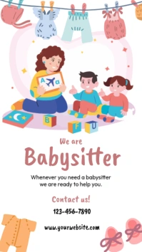 babysitting template เรื่องราวบน Instagram