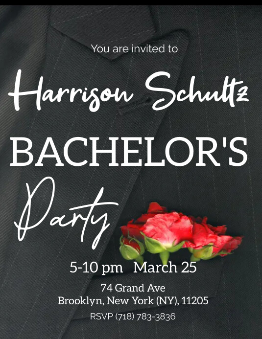 Bachelor's party invitation tuxedo birthday Pamflet (VSA Brief) template