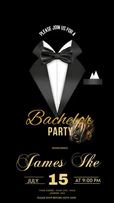 Bachelor's party invitation card Instagram Story template