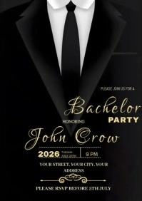 Bachelor party invitation card template A4