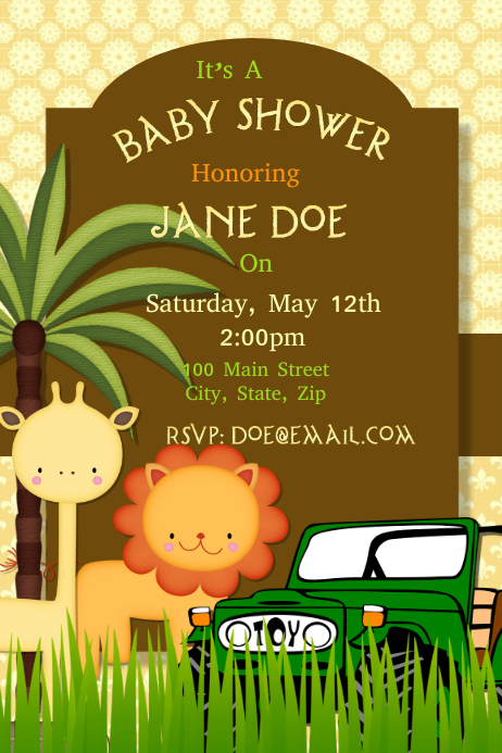 Safari Baby Shower Invitation Template Postermywall