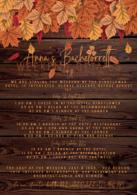 Bachelorette weekend fall/autumn details A5 template