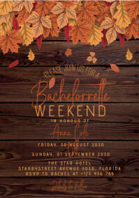 Bachelorette weekend fall/autumn leaves invitation A5 template