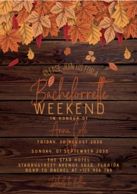 Bachelorette weekend fall/autumn leaves invitation A5 template