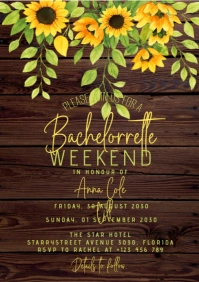 Bachelorette weekend sunflowers invitation A5 template