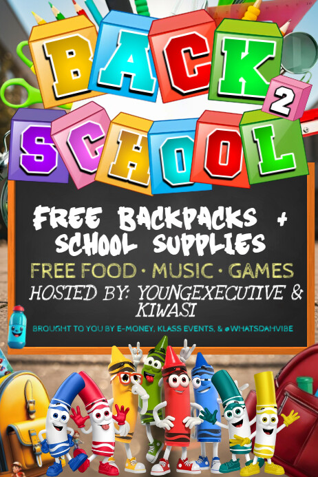 Back 2 School Bash – Free Supplies & Fun! Poster template