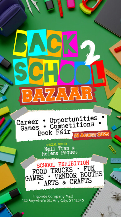 Back 2 School Bazaar 2025: Fun, Learning & Big Opportunities Instagram 快拍 template