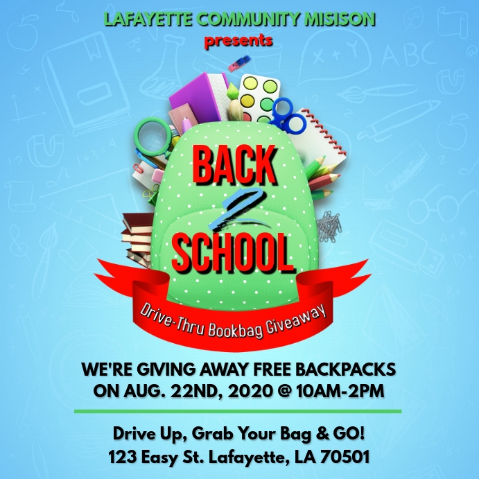 Copy of BACK 2 SCHOOL BOOKBAG GIVEAWAY FLYER TEMPLATE PosterMyWall