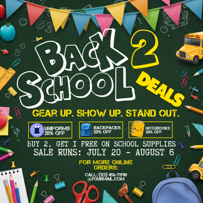 Back 2 School Deals Instagram Post template