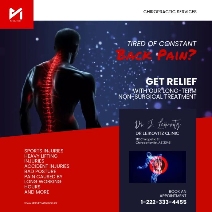 Advertising Back Injuries Back Pain Social Media Ad Template | PosterMyWall