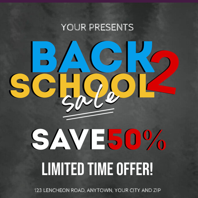 back to 2 school sale event design template Instagram na Post