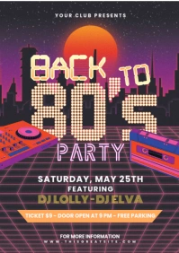 Back To 80's Party Digitalism Style A4 template