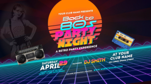Back to 80s Party Twitter Post template