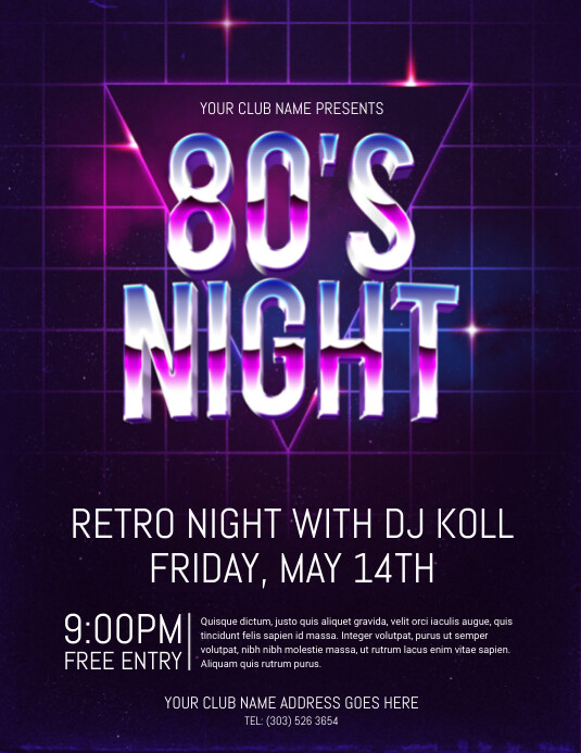 80s Night Flyer Template PosterMyWall
