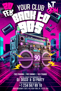 Back To 90's Disco Banner 4' × 6' template