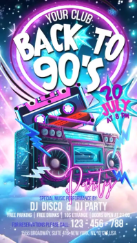 White 90s Party Digitalt display Template