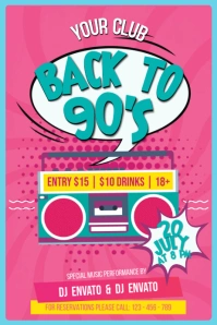 Back To 90's Disco Cartel de 4 × 6 pulg. template