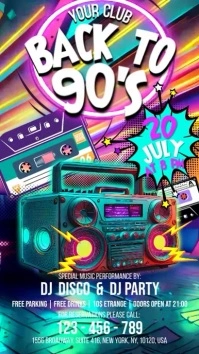 Back To 90's Disco Ecrã digital (9:16) template