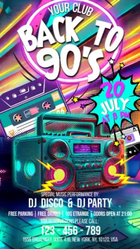 90s Music Party Digital Display Template