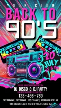 Back To 90's Disco Pantalla Digital (9:16) template