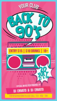 Back To 90's Disco Affichage numérique (9:16) template