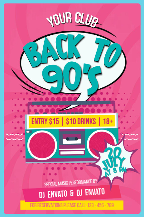 Back To 90's Disco Transparent 4 stopy × 6 stóp template