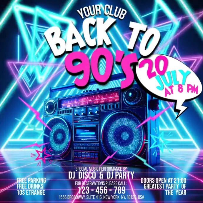 Back To 90's Disco Wpis na Instagrama template